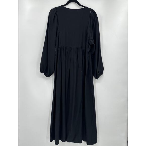 Madewell Michelle V-Neck Empire Midi Dress Black Size Medium NWT NO147 - Picture 5 of 8